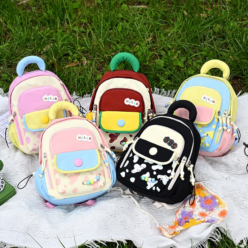 Children's Backpack High-Looking Dopamine Lightweight Boys and Girls Backpack Contrast Color Cute Kindergarten Baby School Bag