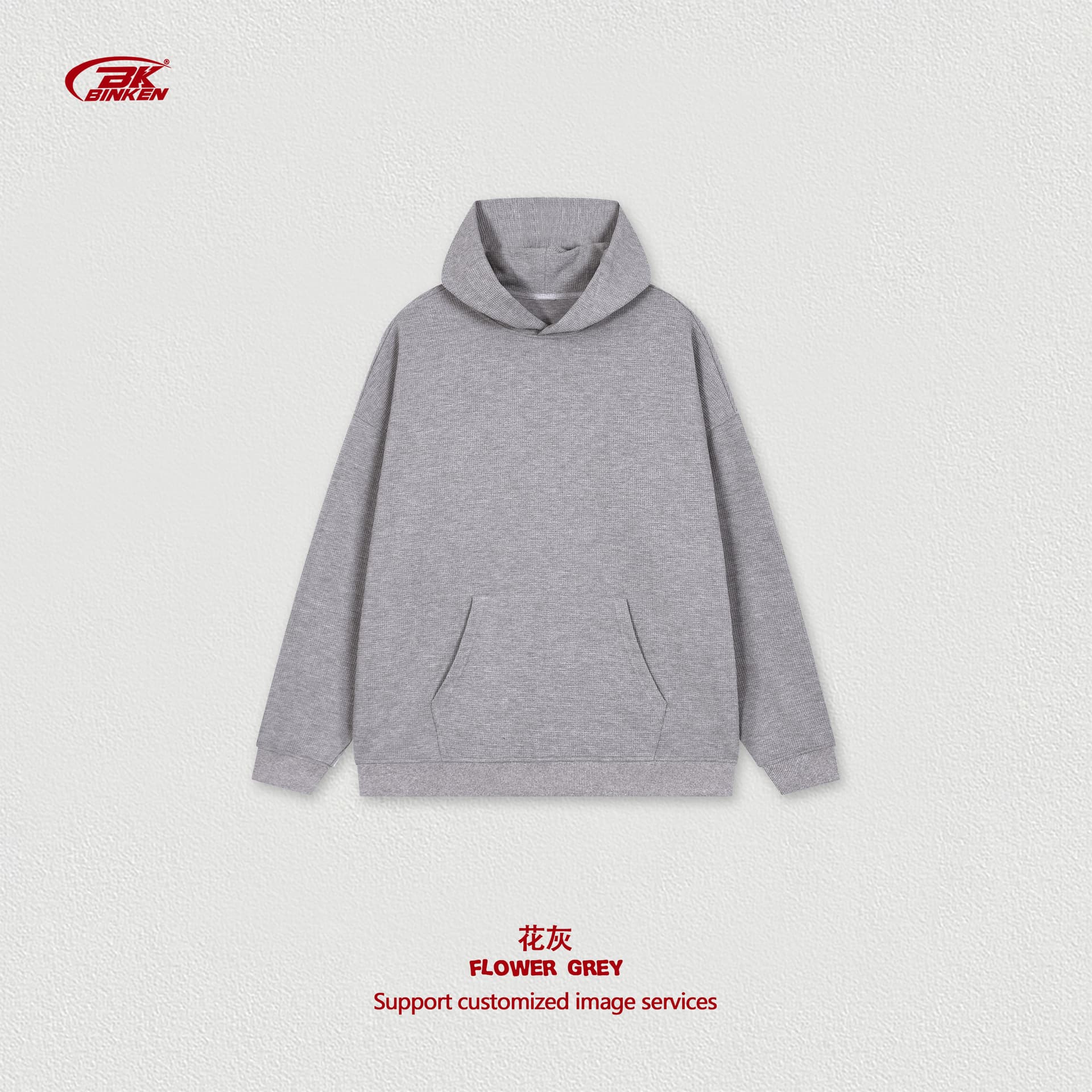 BK Men's Clothing | New American Retro Street Style 360G Waffle Texture Long Sleeve Loose Drop Shoulder Hoodie for Men