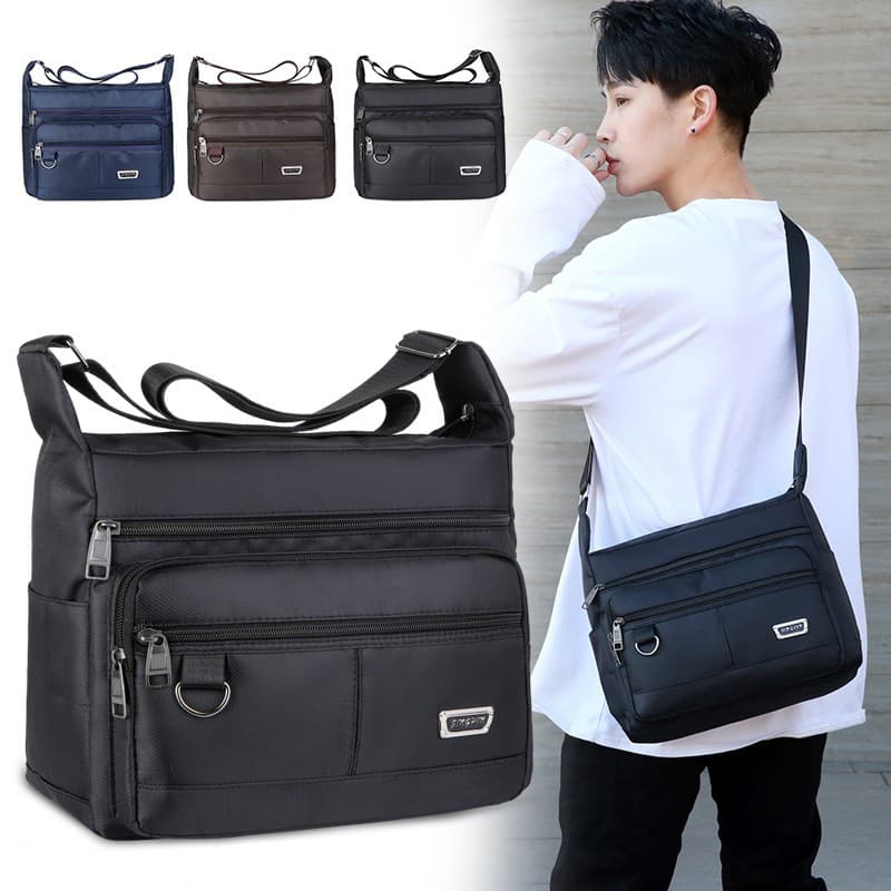 New men's crossbody bag, large capacity, casual men's bag, Oxford cloth business backpack, fashionable waterproof travel bag