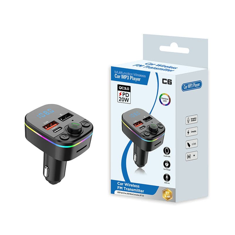 Car Bluetooth MP3 Player Hands-Free Calling Card Play Car FM Transmitter with Car Charger Source Factory