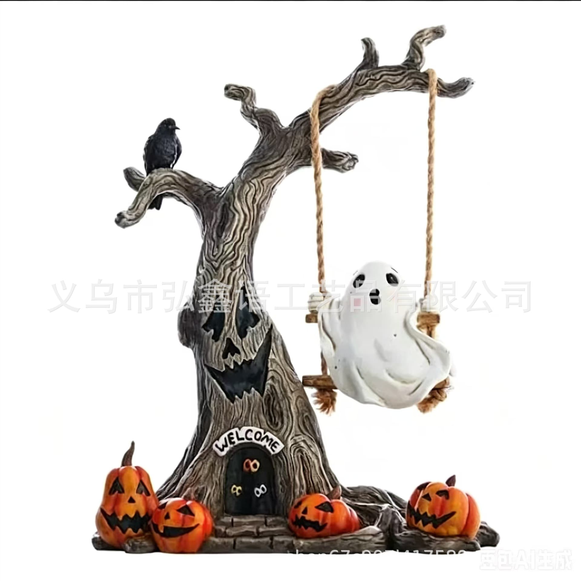 Swing ghost ornaments cross-border resin creative Halloween decoration ghost festival pumpkin home decoration new product desktop