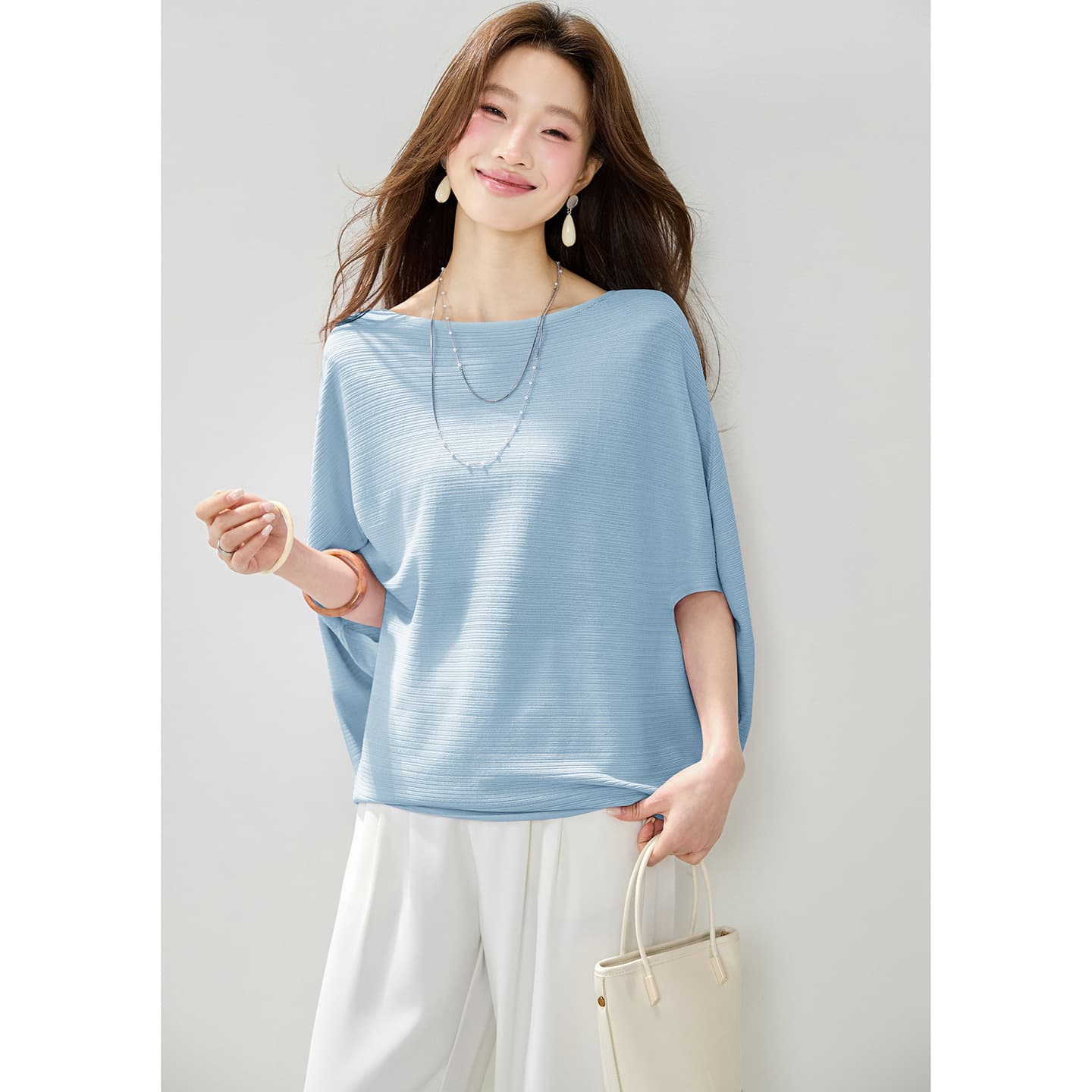 Half-Sleeved Pullover Knitwear for Women 2026 New Spring and Summer Season Loose Pullover Wool Blend Top