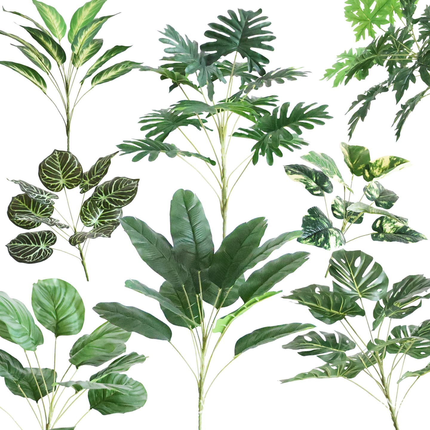 Artificial Plants High-End Greenery Decoration Material Faux Grass Leaves Window Display Ornament