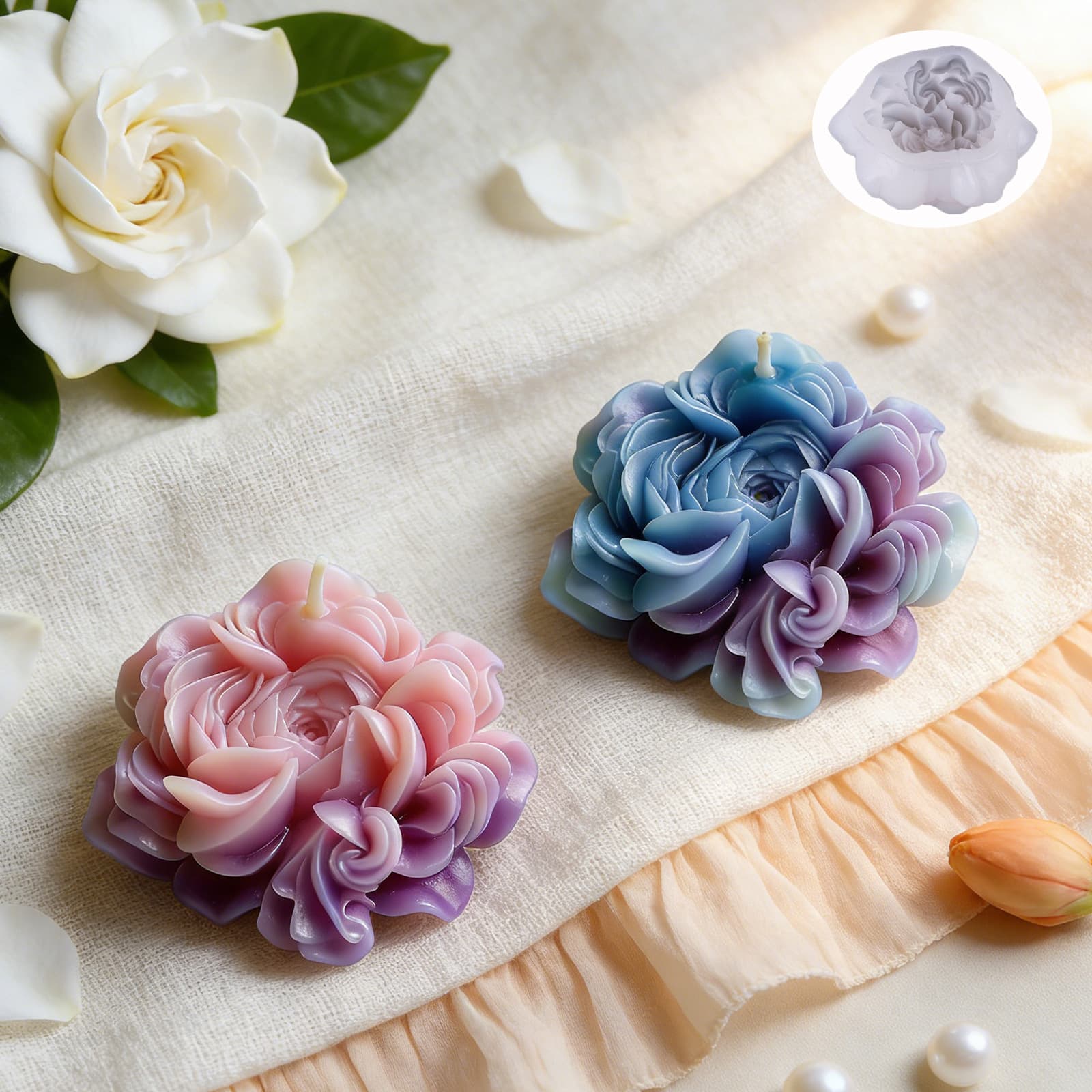 Wenxin Simulated Flower Aromatherapy Candle Silicone Mold Handmade Artificial Ranunculus Car Diffuser Stone Mold