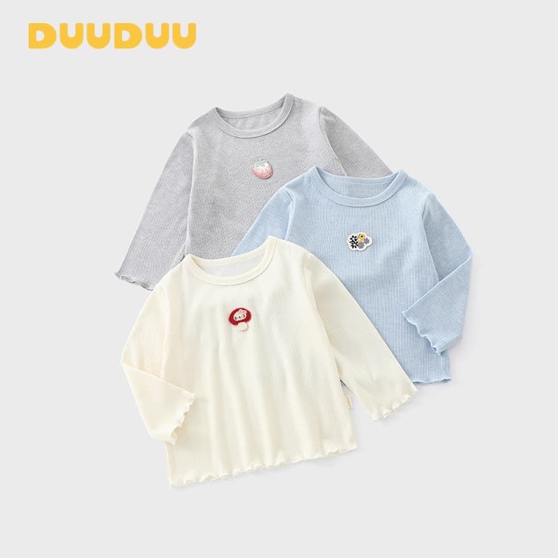 DUUDUU Baby Long Sleeve Top 2026 New Children's Undershirt Inner Layer Girls T-Shirt Spring