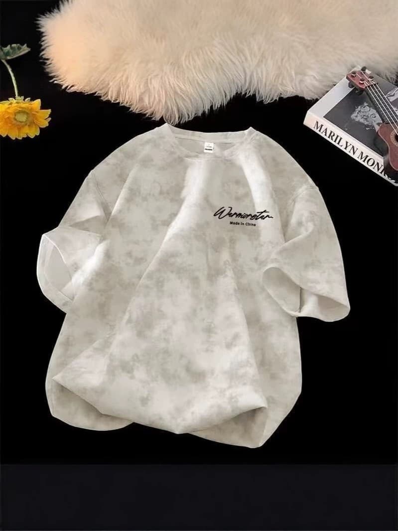 American Vibe Tie-Dye Short Sleeve T-Shirt for Men Summer 2026 New Youth Trendy Loose Round Neck Cool Style Tee