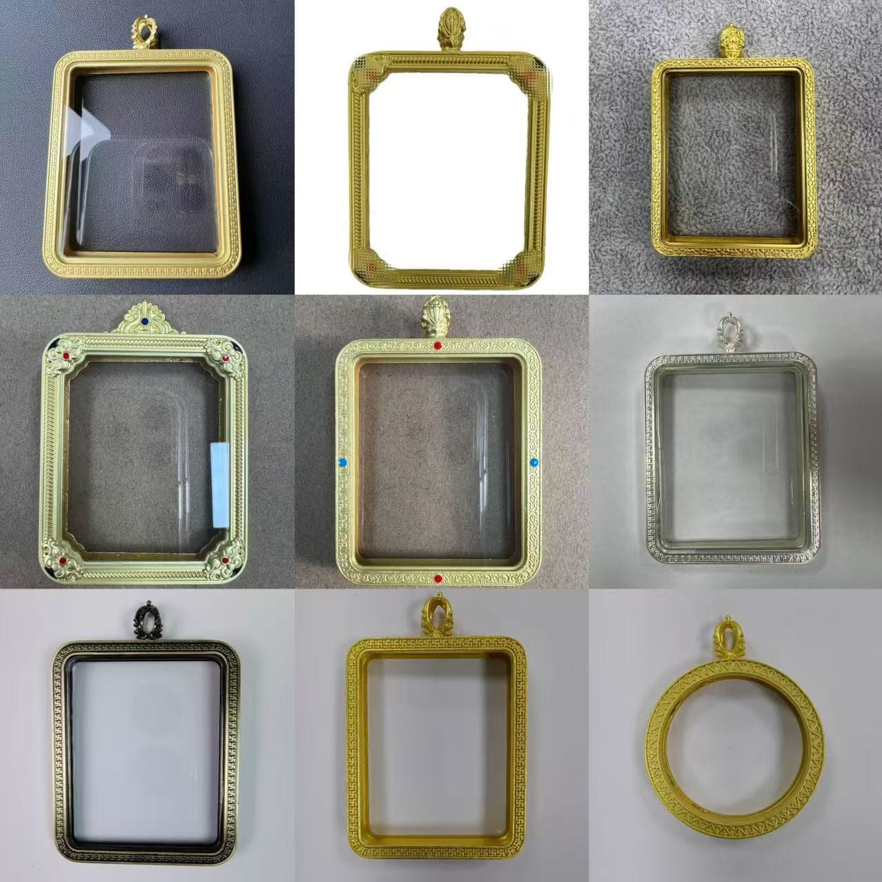 Gau box outer shell pendant glass cover Thangka case round single or double-sided gold retro case Thangka case waterproof