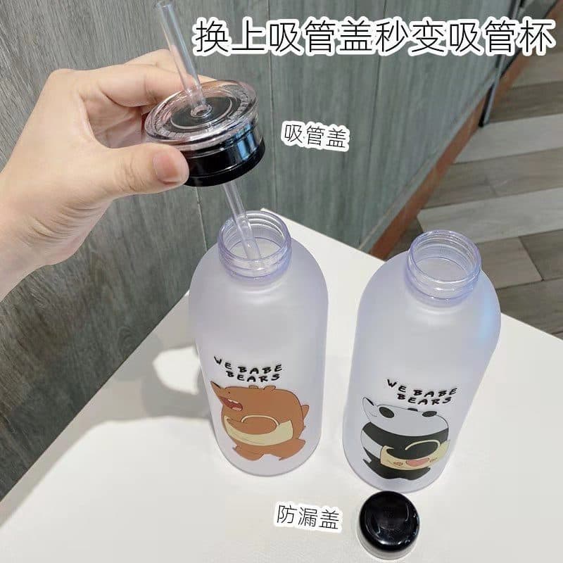 Large Capacity Plastic Straw Water Cup for Women and Men, Korean Style Ins High Appearance Summer Portable Water Bottle