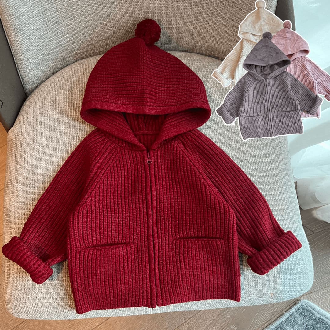 (Drop Shipping) Children's Sweater Knit Cardigan Spring/Autumn Style Hooded Toddler and Kids Fashionable Outerwear Baby