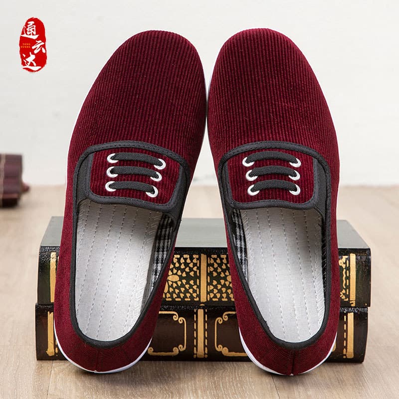 New Beijing Cloth Shoes Women's Mid-aged And Elderly Black Corduroy Casual Soft Bottom Breathable Single Shoes round Toe
