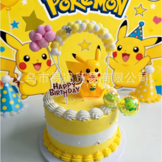 Children's Cartoon Pikachu Cake Ornaments 2026 New Pokémon Cute Style Birthday Party Cake Accessories