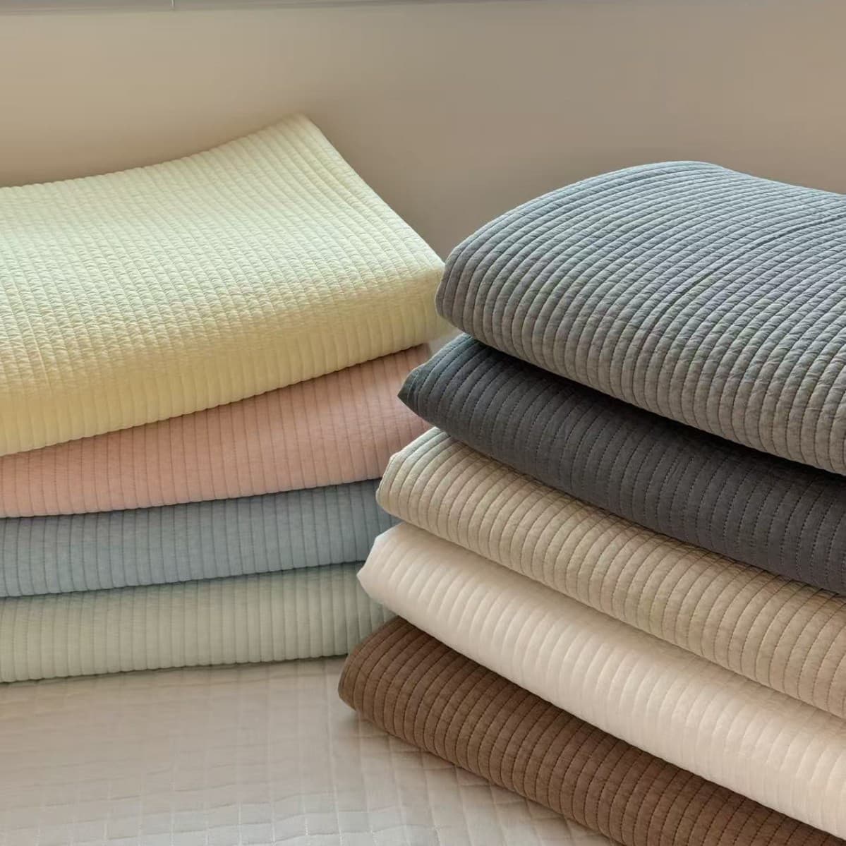 mashadany foreign trade Korean sand-washed 60s cotton bed cover three-piece set classic straight quilted one-piece dyed bed cover