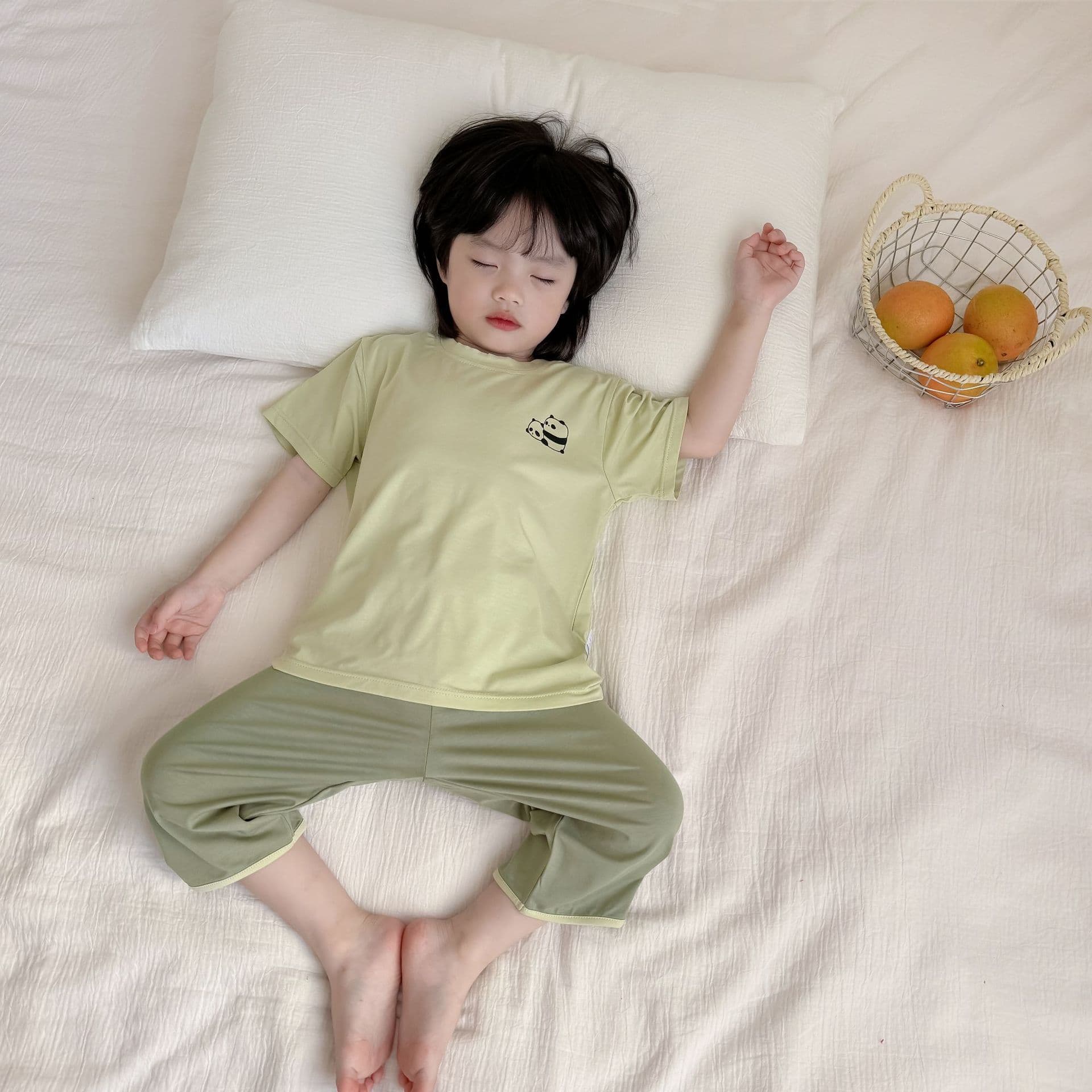Children's pajamas boys summer pure cotton baby home air-conditioned clothes thin boys and girls short-sleeved cropped pants suit