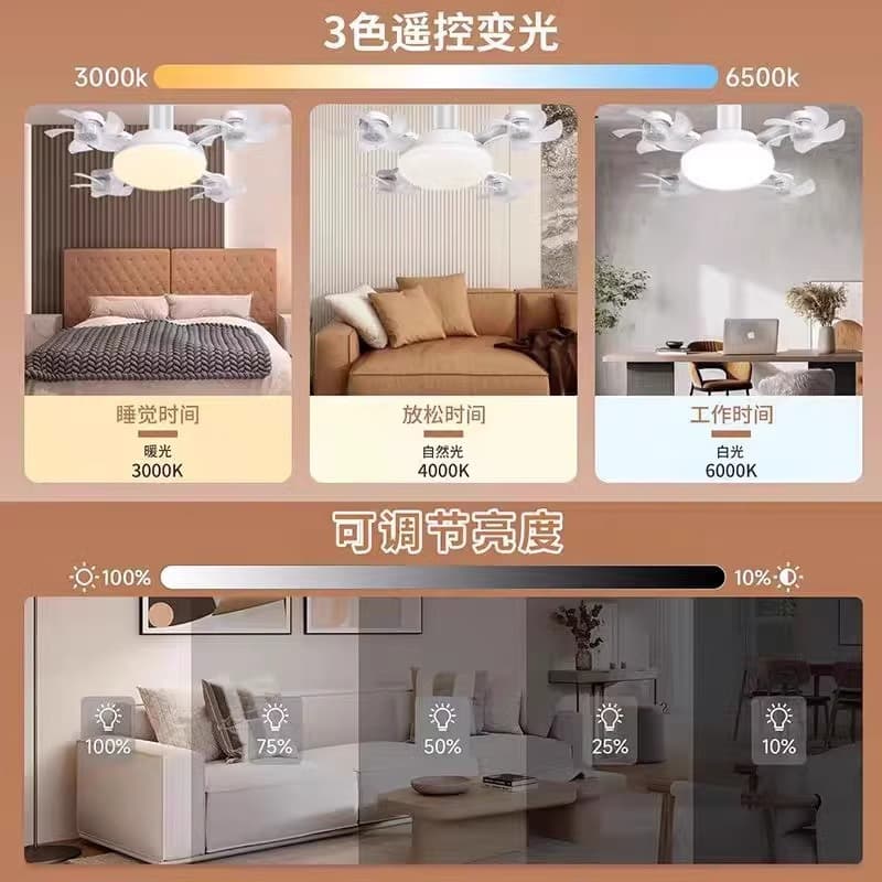 New Drone Fan Light E27 Screw Base Fan and Lighting Integrated Lamp, Cross-border Silent Remote Control Ceiling Fan Light, Energy Saving