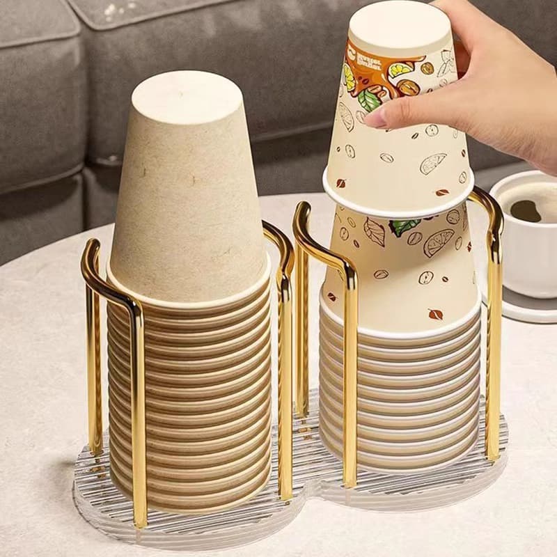 Acrylic Paper Cup Holder, Disposable Cup and Straw Dispenser for Desktop Storage in Home Coffee and Tea Settings