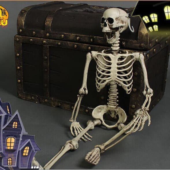 Halloween Haunted House Props Skeleton Dry Corpse Skull Bone Frame Decorations For Room Escape Game