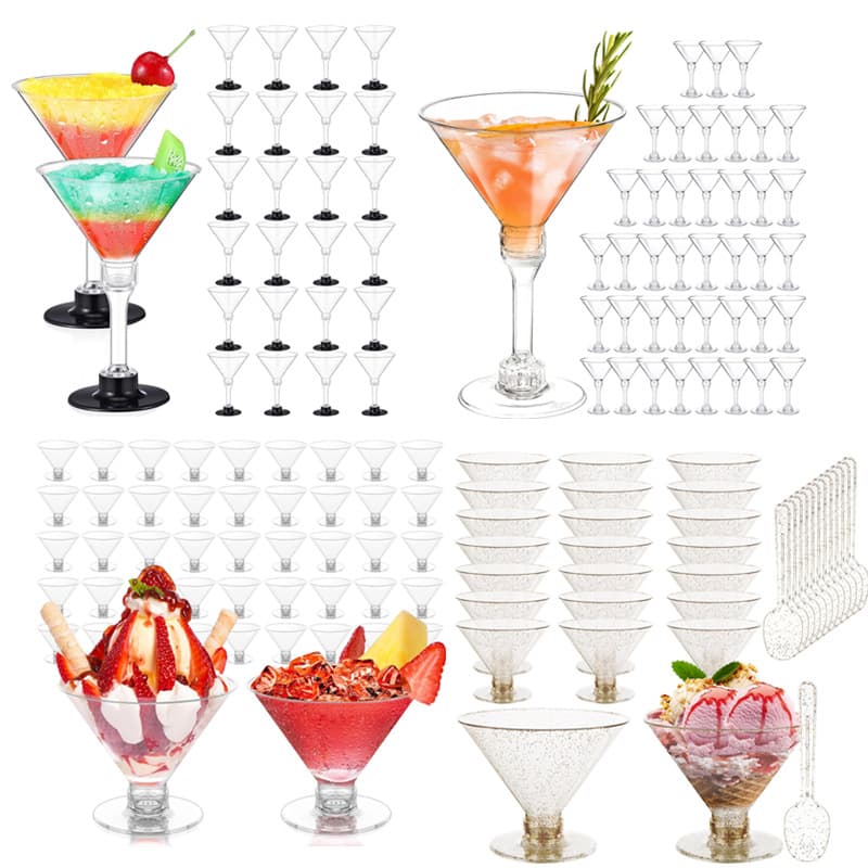 Cross-border disposable plastic champagne glasses sparkling water cocktail glasses wedding party 5 ounce plastic stemware