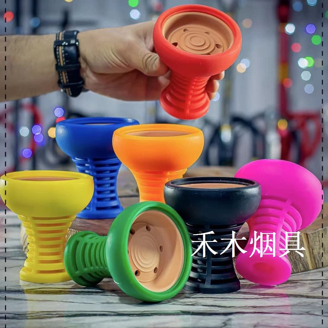 Amazon hookah accessories in stock shisha silicone hookah pot crystal grenade bowl hollow hookah pot