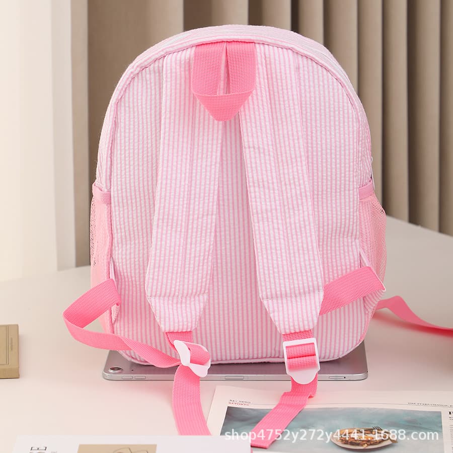 New Cross-border Seersucker Double Shoulder Backpack Creative Striped Backpack Student Casual Travel Large Capacity Backpack Wholesale
