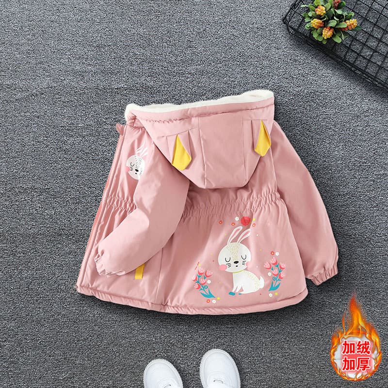New Children's Girls Fleece-Lined Winter Coat 2025 Kids Warm Cotton Jacket Stylish Baby Girl Thick Parka