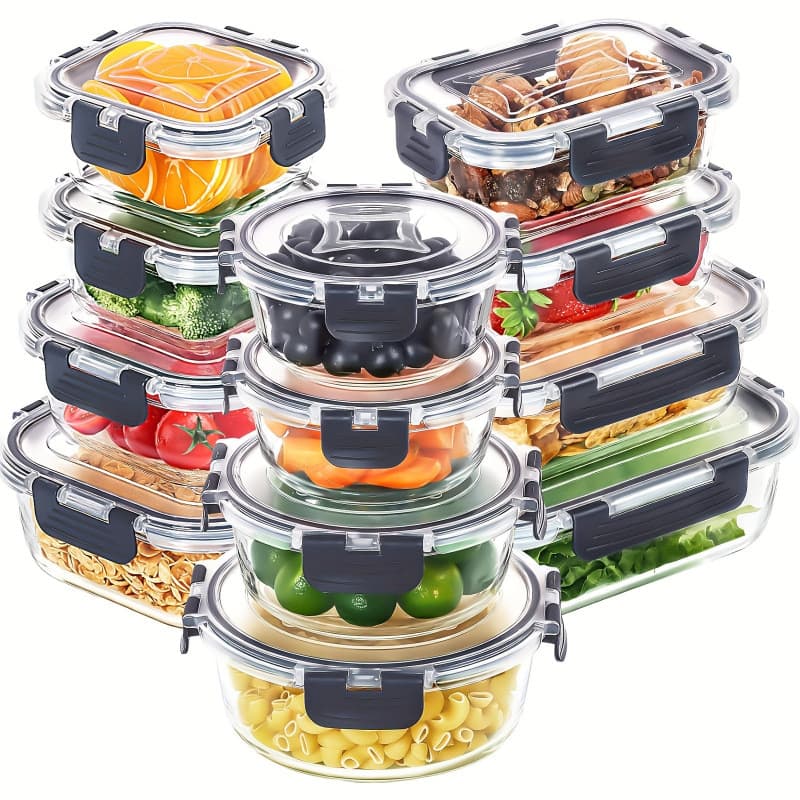 2026 new cross-border drop shipping of 12 glass food storage boxes (with lids) meal preparation cross-border
