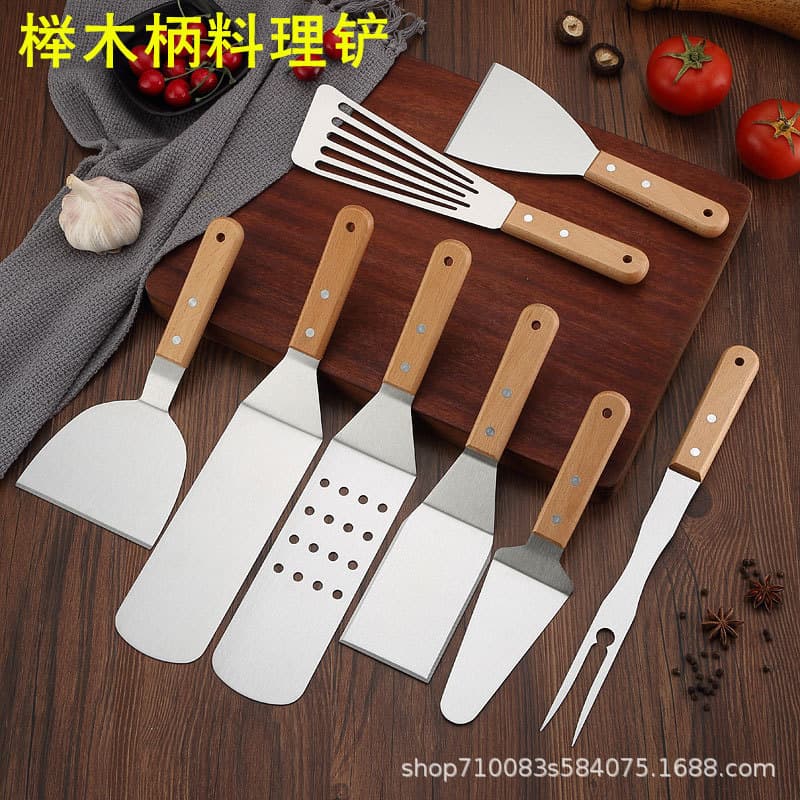 Amazon beechwood handle outdoor BBQ tools, spatula set for griddle and food handling