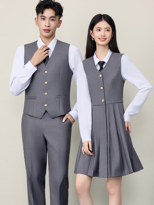 Grey vest dress for women, formal wear, 2025 new spring and autumn school uniform, college style, JK uniform, men's and women's vest set
