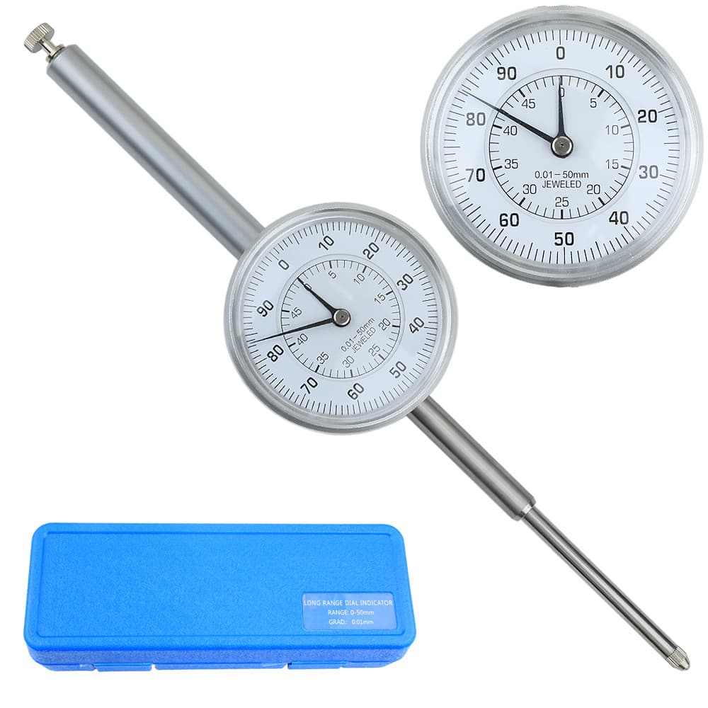 JAVIER 0-50mm Long Needle Dial Indicator, Large Range Pointer Dial Indicator with Extended Prong, Hot Selling