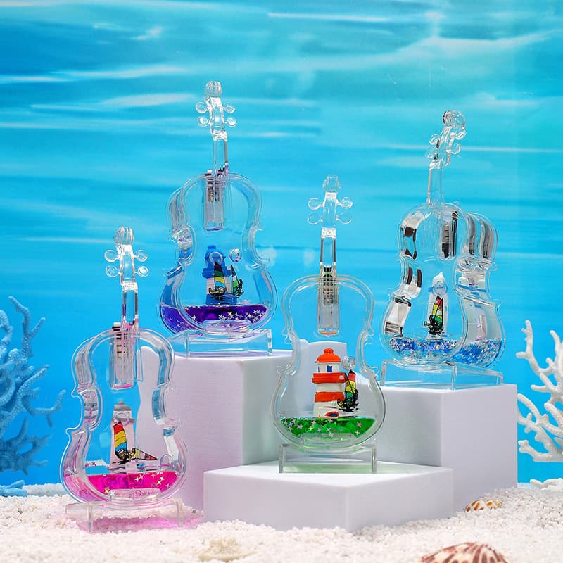 Acrylic liquid quicksand drift bottle creative gift violin cultural and creative store aquarium decompression toys small ornaments