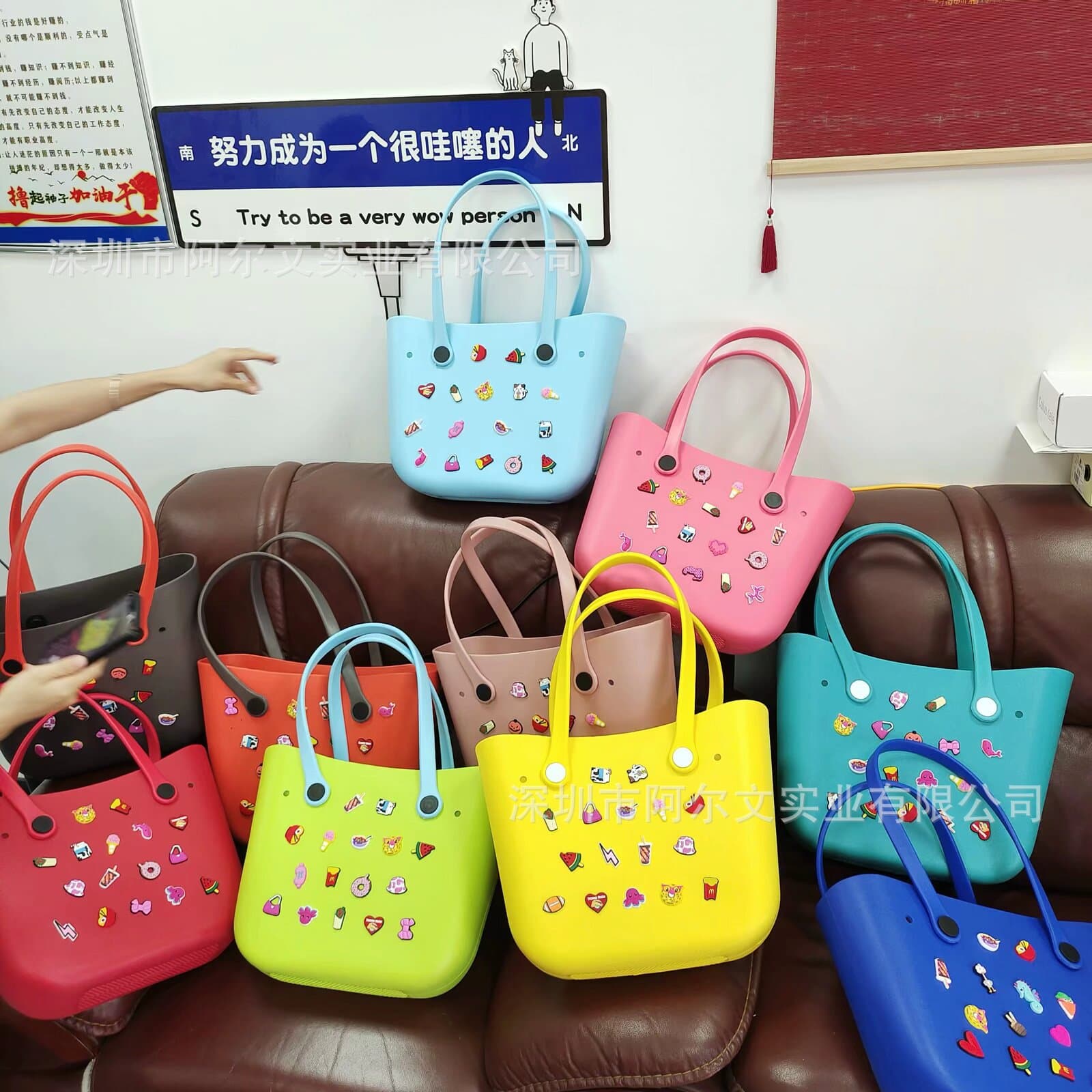 Amazon Cross-Border Bogg Beach Bag Crocs Tote Cartoon Beach Bag Hole Bag