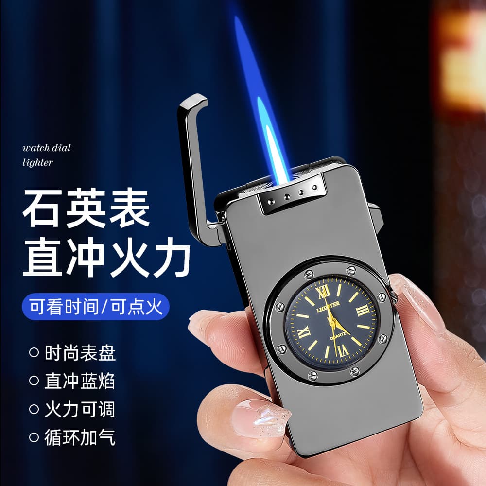 New Watch Inflatable Lighter Exquisite Dial Fashion Metal Direct-Flame Lighter Customizable Advertising Logo