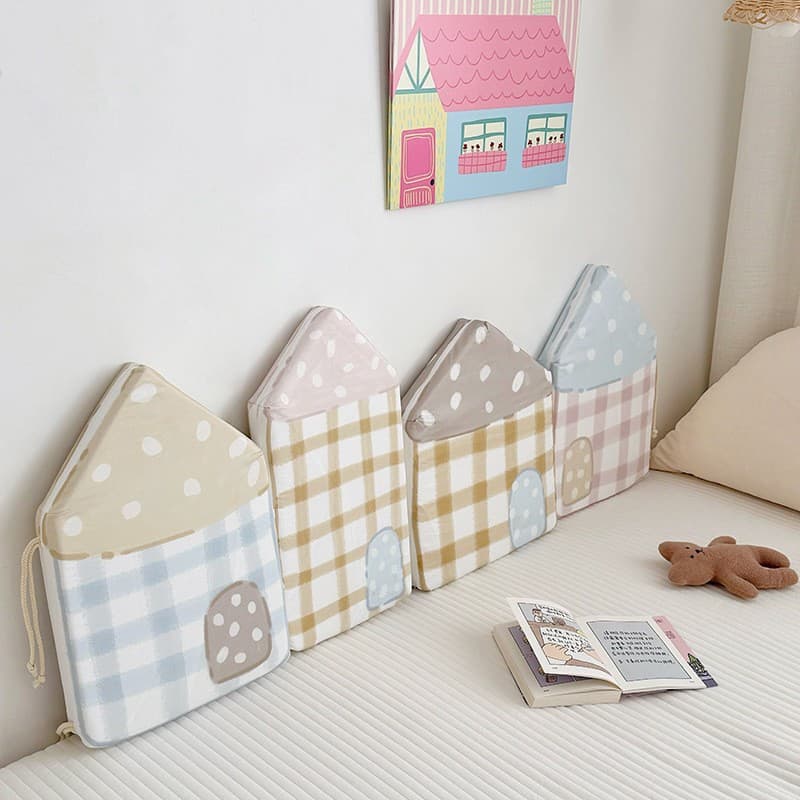 2025 New 50-count Satin Cotton Baby Crib Bumper, Nordic Style Little House Design, Sponge Anti-collision Balm