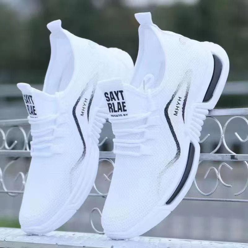 Running shoes, men's shoes, summer new sports shoes, breathable white shoes, fly-knit breathable casual shoes, shoes for men