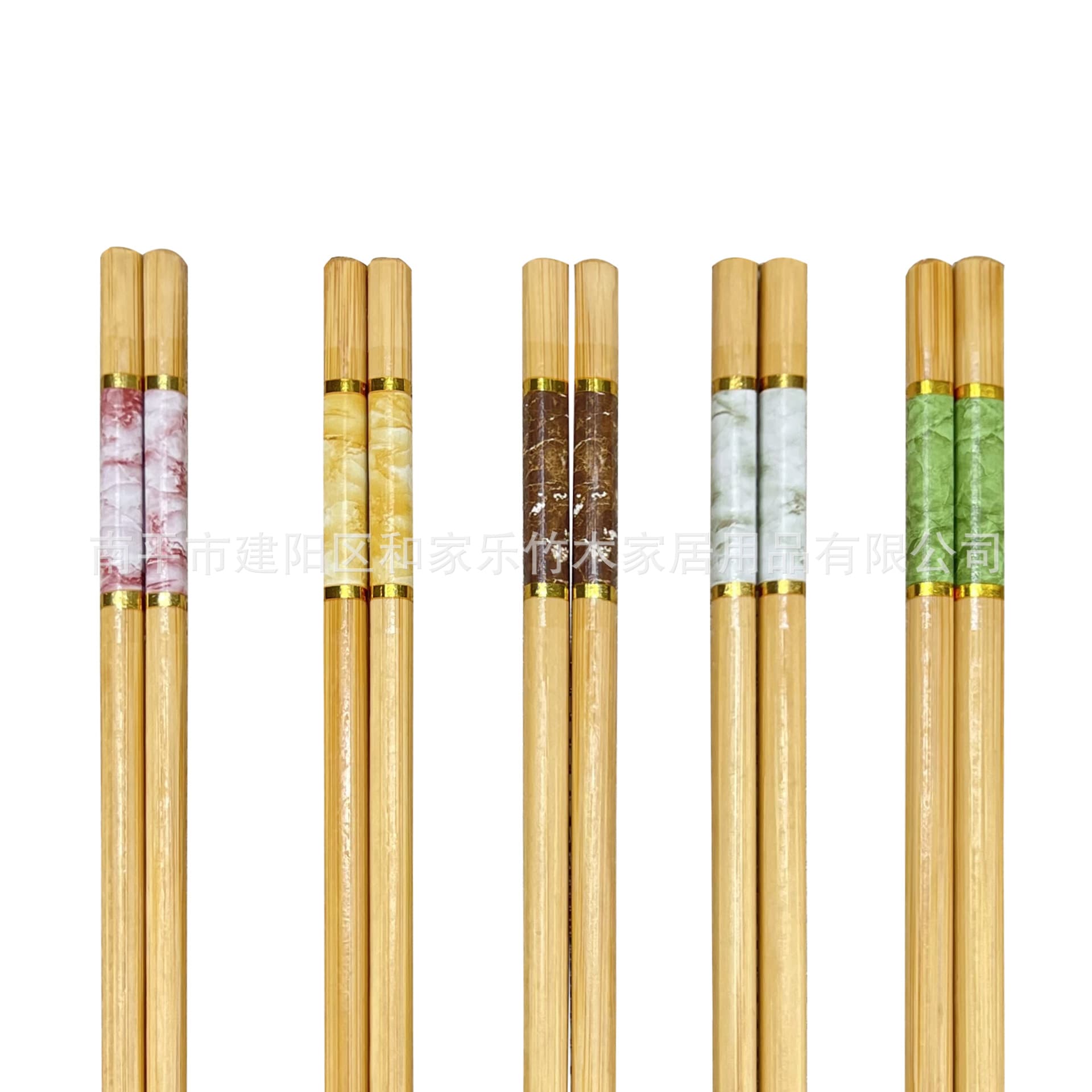High-End Home Use Bamboo Chopsticks, Anti-Slip Marble Five-Color, Natural Mold-Resistant, Antibacterial, High-Temperature Resistant, Non-Slip