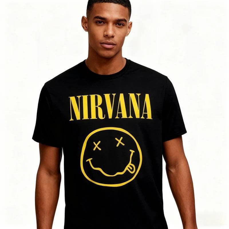【Cross-Border European Size】New Nirvana Rock Band Men's 100% Cotton T-Shirt H