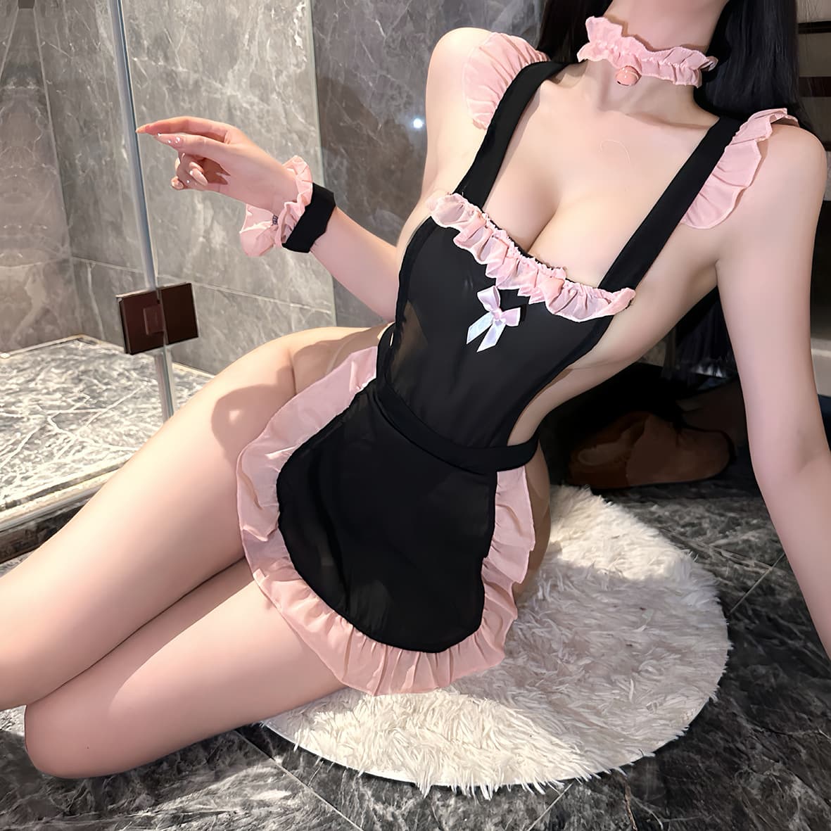 Plus Size Maid Costume Lingerie Pure Desire Maid Set Seductive Passion Easy-Off Sexy Sleepwear Role Play