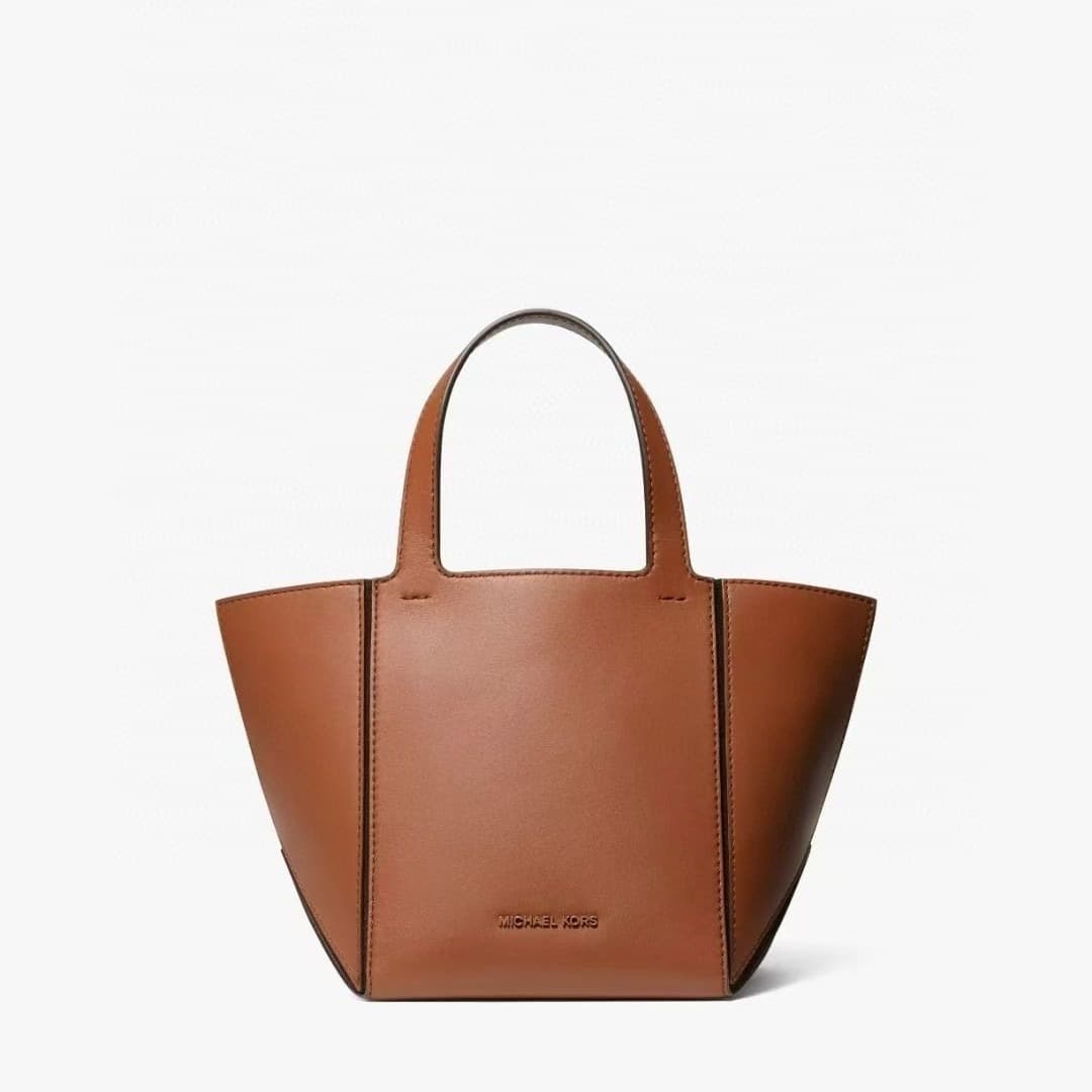 2024 New MK Folding Vegetable Basket Cowhide Women's Bag Tote Bag Casual Versatile Portable Deformed Tote Bag