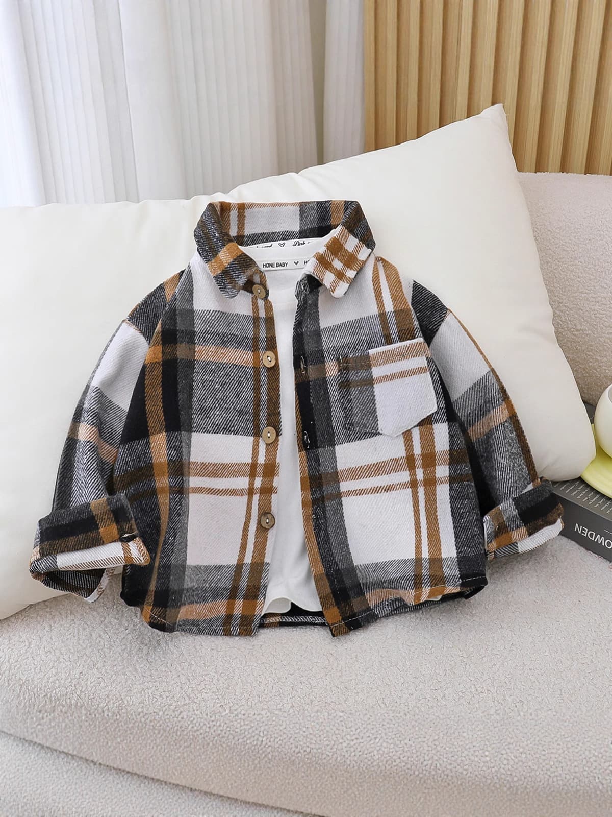 Autumn Kids Casual Plaid Shirt Boys Girls Long Sleeve Outerwear Toddler Youth Jacket