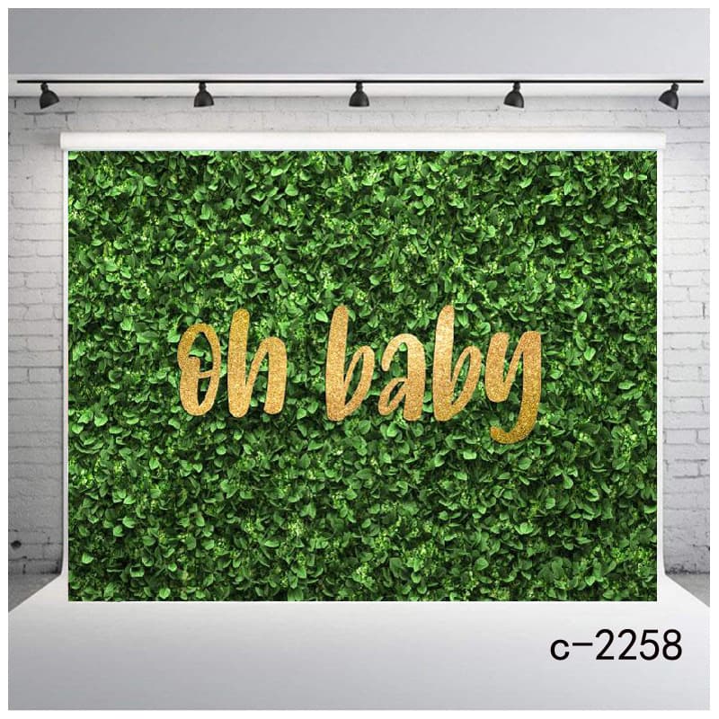 Oh Baby green leaves background boy girl baby shower photography background cloth newborn birthday party