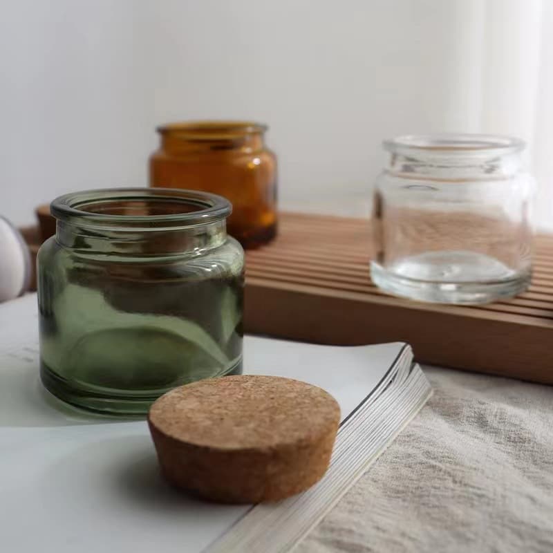 Wholesale 100ml tea scented candle jar colorful large mouth glass candlestick indoor decoration small candle cup