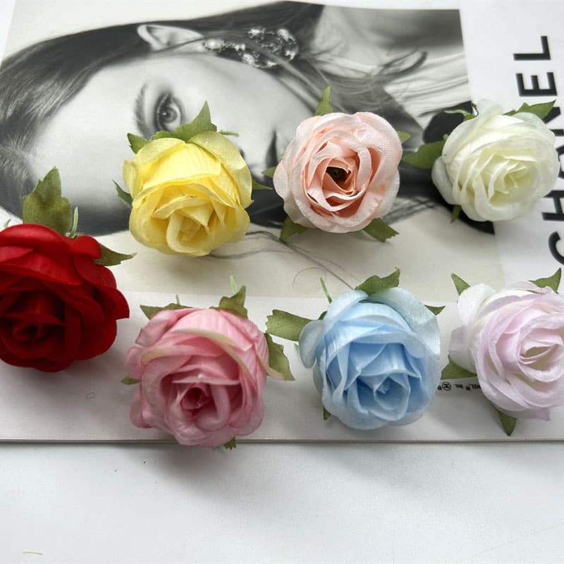 Artificial Flower Heads Wedding Rose Home Decoration DIY Handmade Hairpin Headpiece Making Decoration