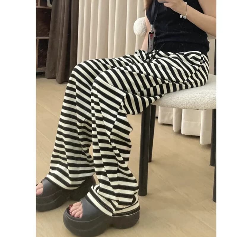 Girls' Summer Striped Wide-Leg Pants 2026 New Design Niche Straight-Leg Pants Versatile Casual Trousers