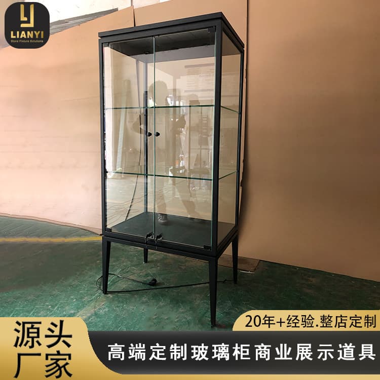 Lianyi Manufacturer Metal Glass Cabinet Display Cabinet Three-Layer Lockable Lego Figure Glass Display Cabinet Three-Layer Display Cabinet