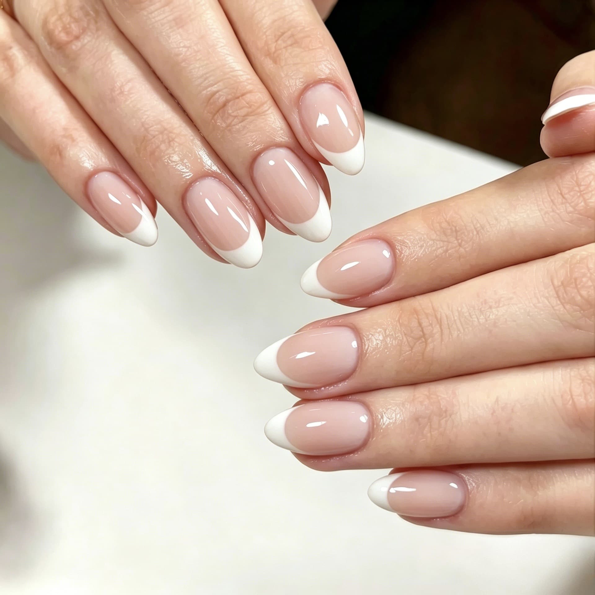 French Style Press-On Nails Finished Nude Pink Pre-Made Nails White Edge False Nail Tips In Stock Wholesale Nail Tips