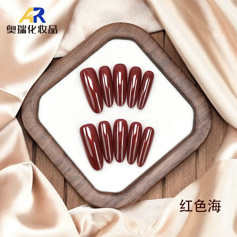 Pre-made Press-on Nails Cherry Red Brightening Nail Tips Medium Long Fake Nails Semi-finished Sized Almond Shape