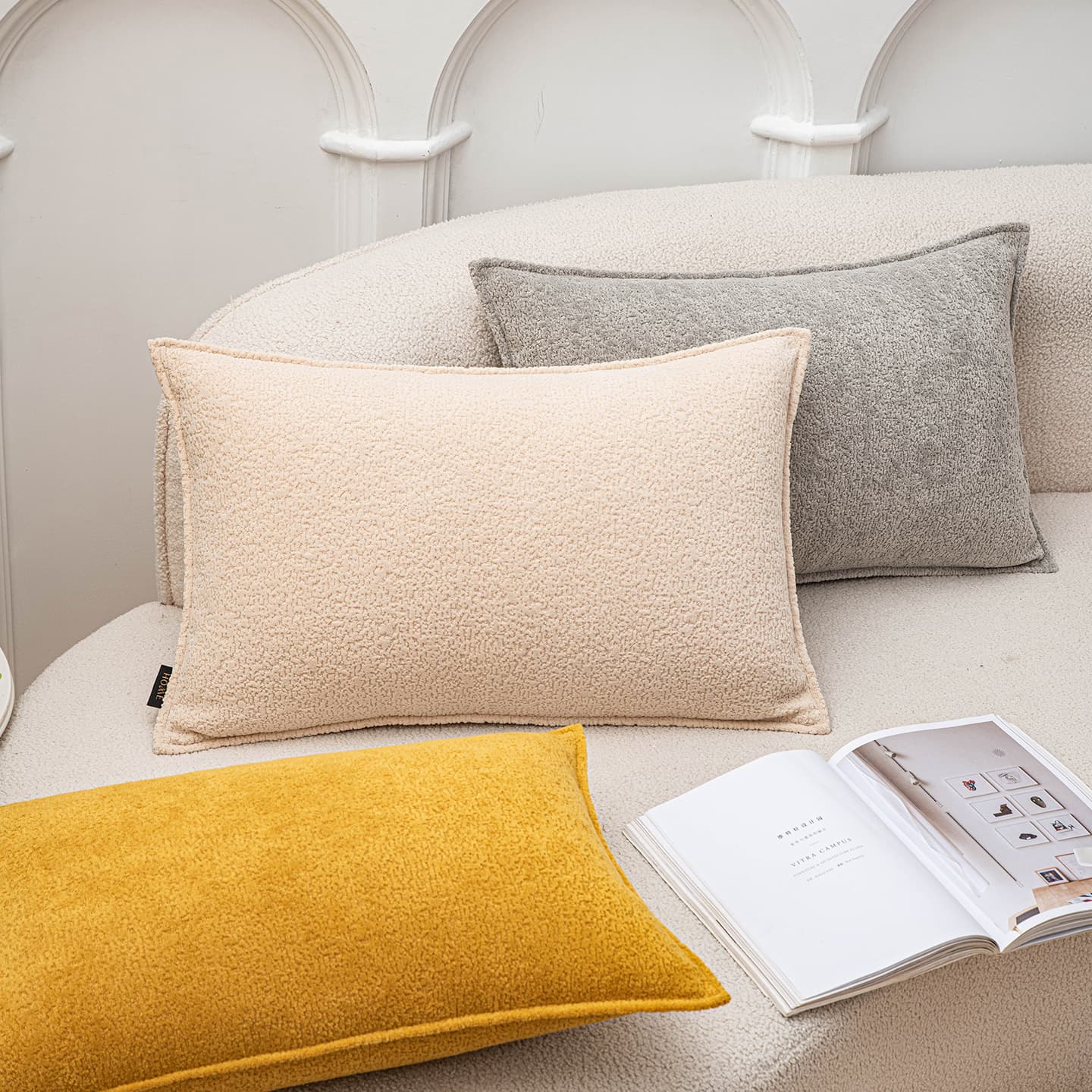 Throw Pillow Cover for Sofa Couch Living Room, Rectangular Lumbar Back Cushion Cover, Large Size, Insert Not Included