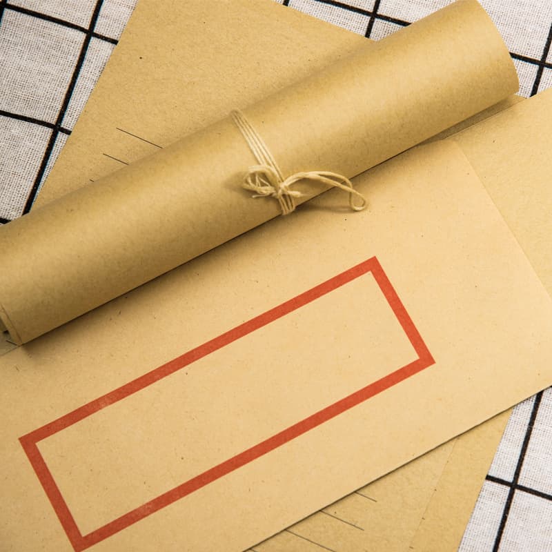 Traditional Chinese Style Calligraphy Printed Brown Kraft Paper Letterheads Envelope Set Creative Personalized Retro Design