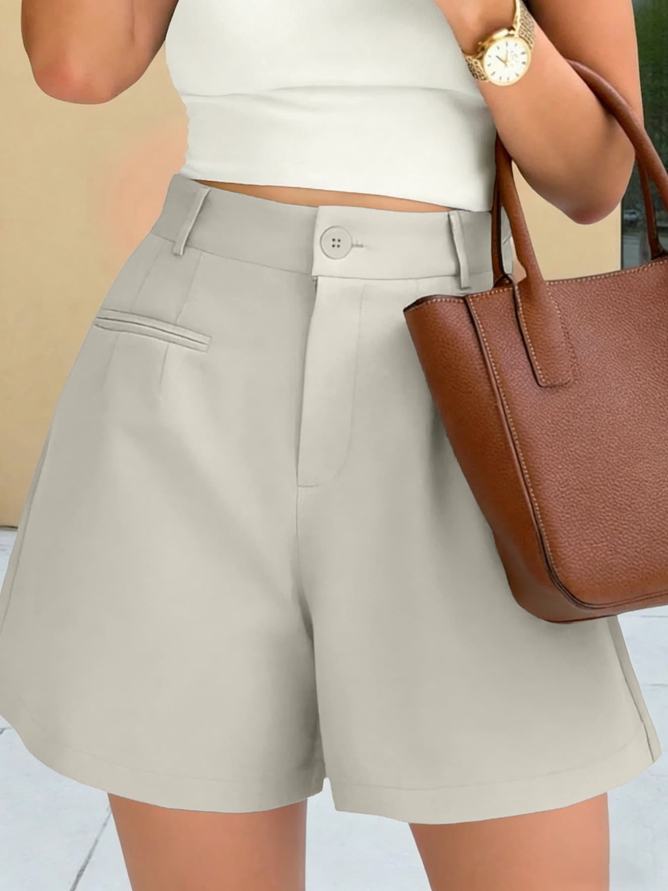 2026 New European and American Style High-Waist Solid Color Wide-Leg Shorts for Women Summer Casual Versatile Bermuda Shorts