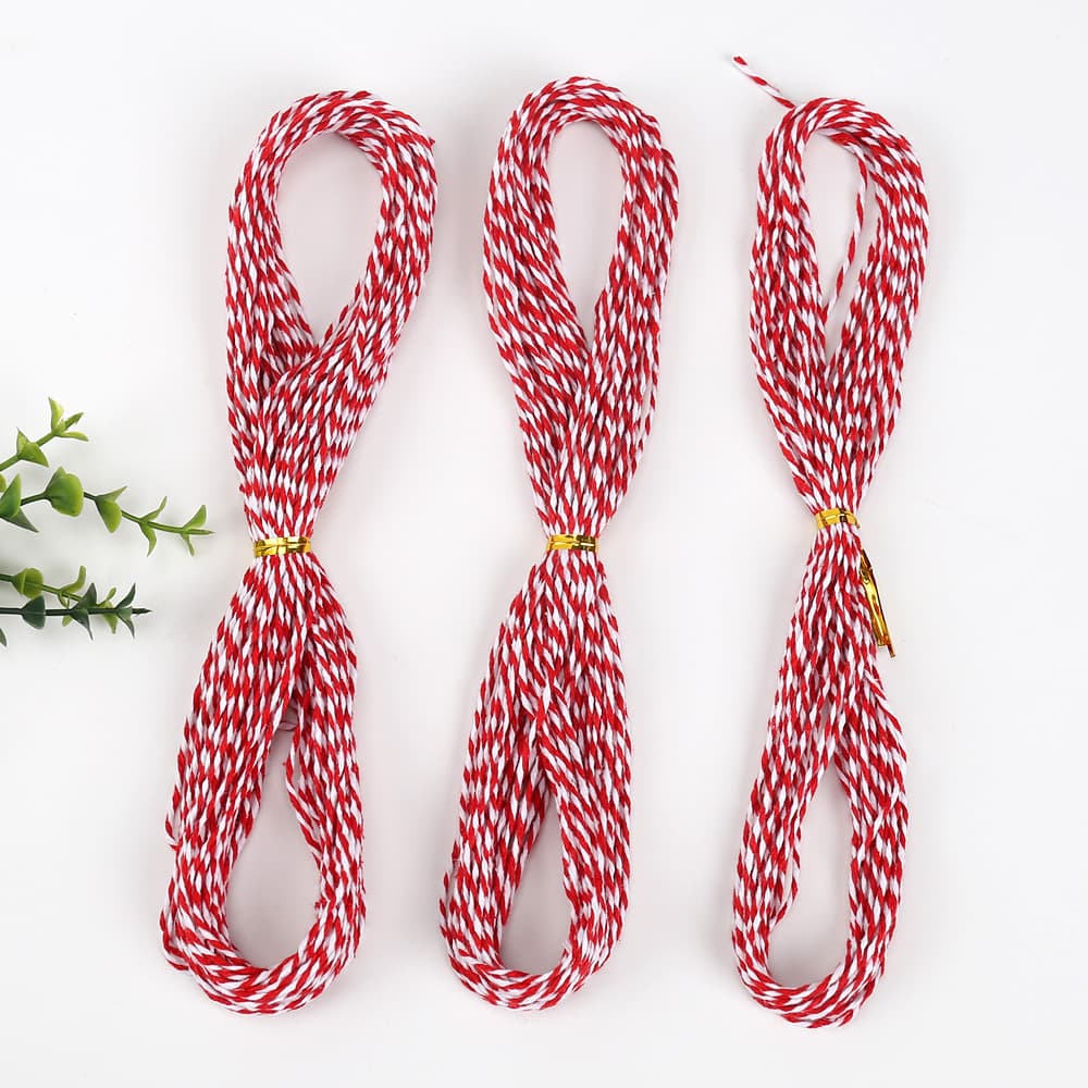 Tag Thin Cotton Rope 1.5mm Two-Tone Cotton Thread Rope Handmade Weaving DIY Double-Strand Colored 10m 20m Red White Rope