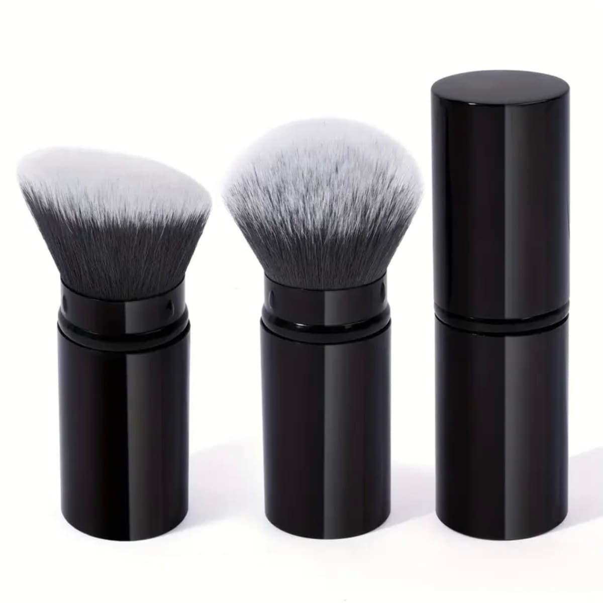 Cross-border Hot Selling Multi-color Retractable Brush Powder Brush Foundation Brush Makeup Tool Blush Brush Aluminum Tube with Lid